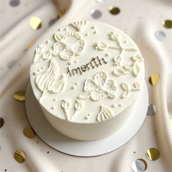 Бенто торт XL белый с цветами 1762