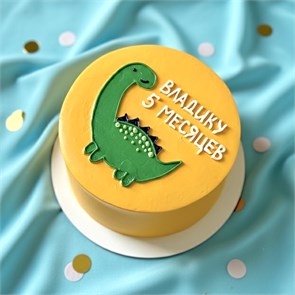 Бенто торт XL желтый с динозавром 1852