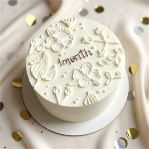 Бенто торт XL белый с цветами 1762