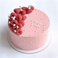 Торт розовый с ягодами и вашей надписью 1709