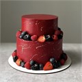 Торт двухъярусный с ягодами, в бордовом оттенке (от 15 порций) 1788